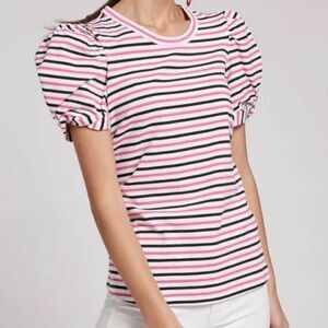 Tyler Boe’ Striped Puffed Sleeve Top L